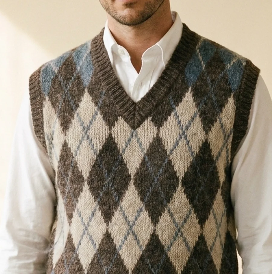 Argyle Pullunder, das Muster im Detail